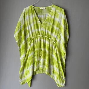 Michael Kors Lime Green and White Tie-Dye Swim Coverup